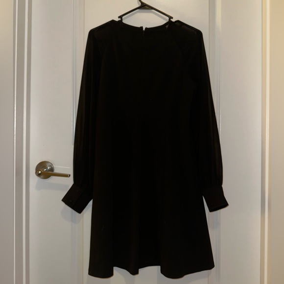 Professional black dress with long sheer sleeves - Picture 4 of 4